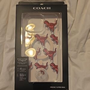 Coach Pink Dinosaur Rexy iPhone 15 Pro Max Case